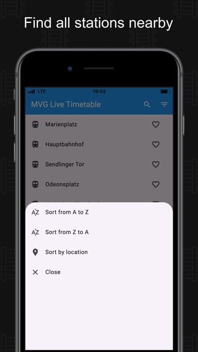 Tangkapan skrin MVG Live Timetable