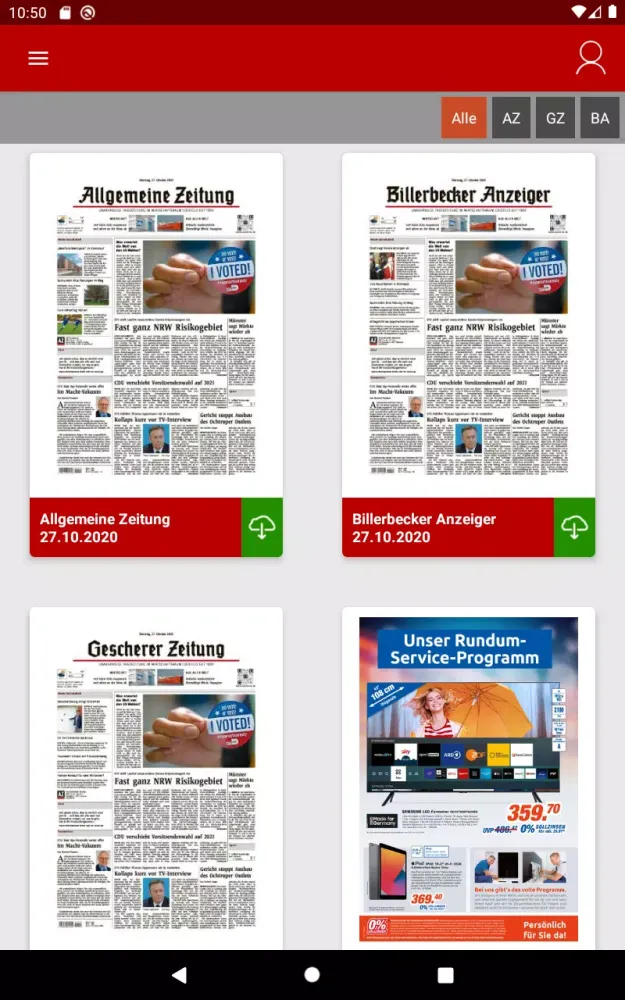 Allgemeine Zeitung e-Paper スクリーンショット