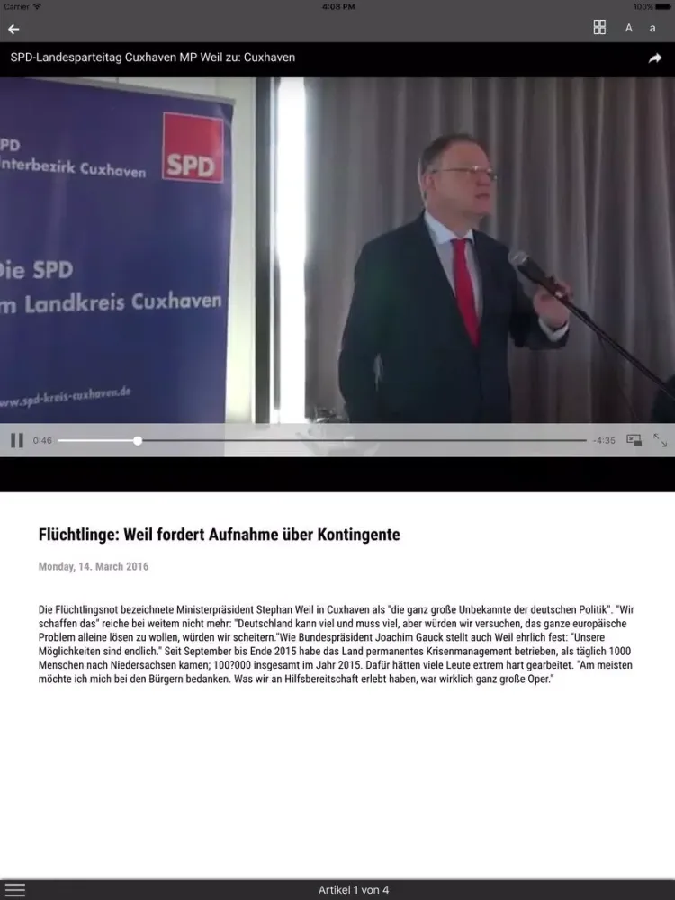 Capturas de tela do Cuxhaven-Niederelbe Verlagsgesellschaft Smart iPad 