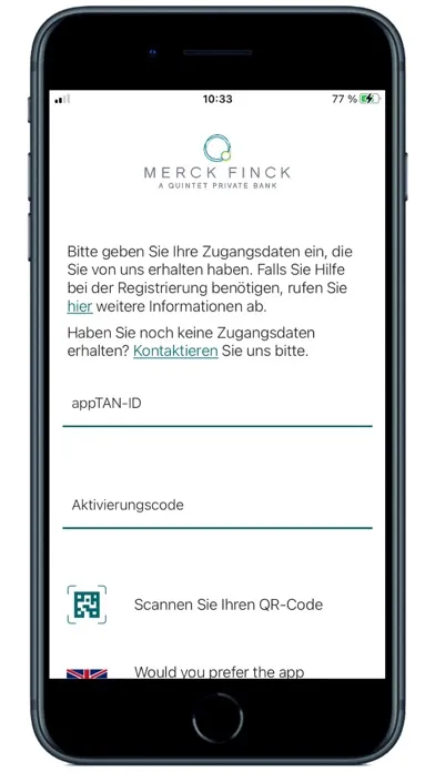 Zrzuty ekranu Merck Finck appTAN
