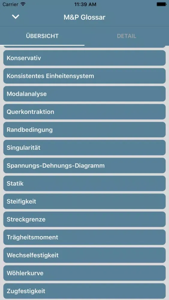 Tangkapan layar M&P Glossar