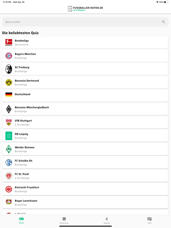 Скриншоты Fußballer raten - Fußballquiz iPad 