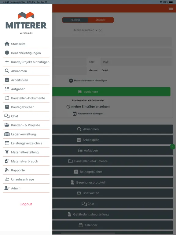Ảnh chụp màn hình của Mitterer-App iPad 