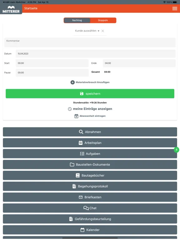 Ảnh chụp màn hình của Mitterer-App iPad 