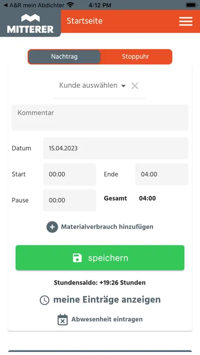 Ảnh chụp màn hình của Mitterer-App