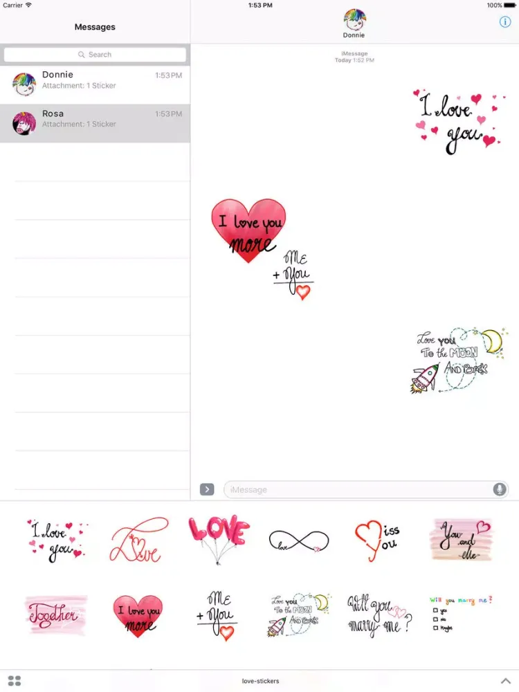 Ultimate Love Sticker Pack iPad 應用截圖