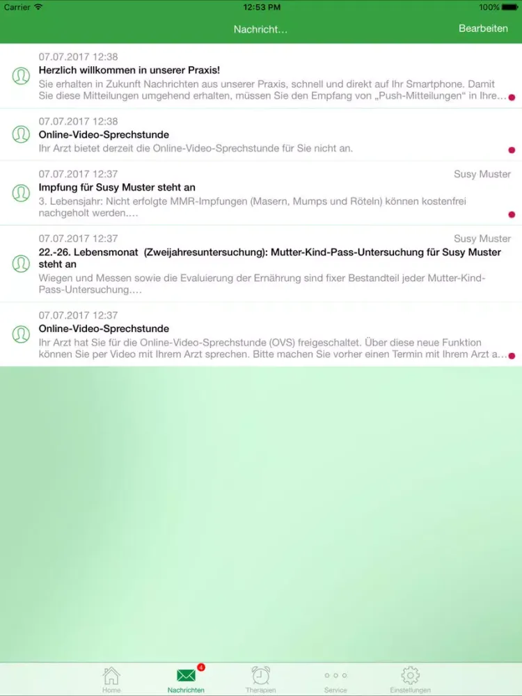 Zrzuty ekranu PraxisApp Mein Pädiater iPad 