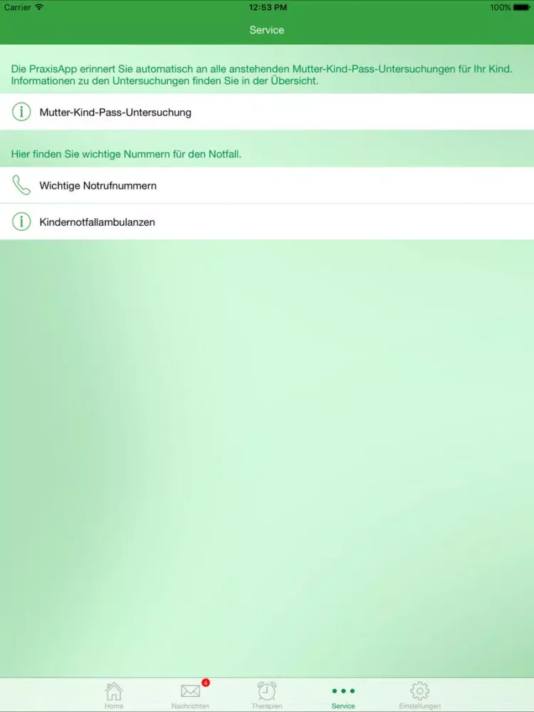 Zrzuty ekranu PraxisApp Mein Pädiater iPad 