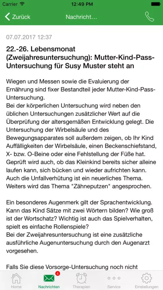 Zrzuty ekranu PraxisApp Mein Pädiater