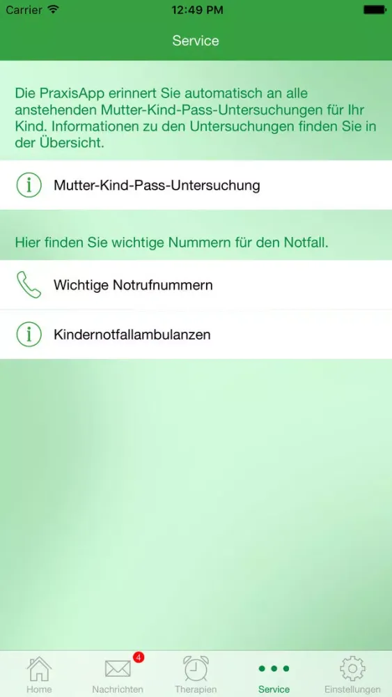 Zrzuty ekranu PraxisApp Mein Pädiater