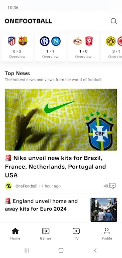 Zrzuty ekranu OneFootball - Football news