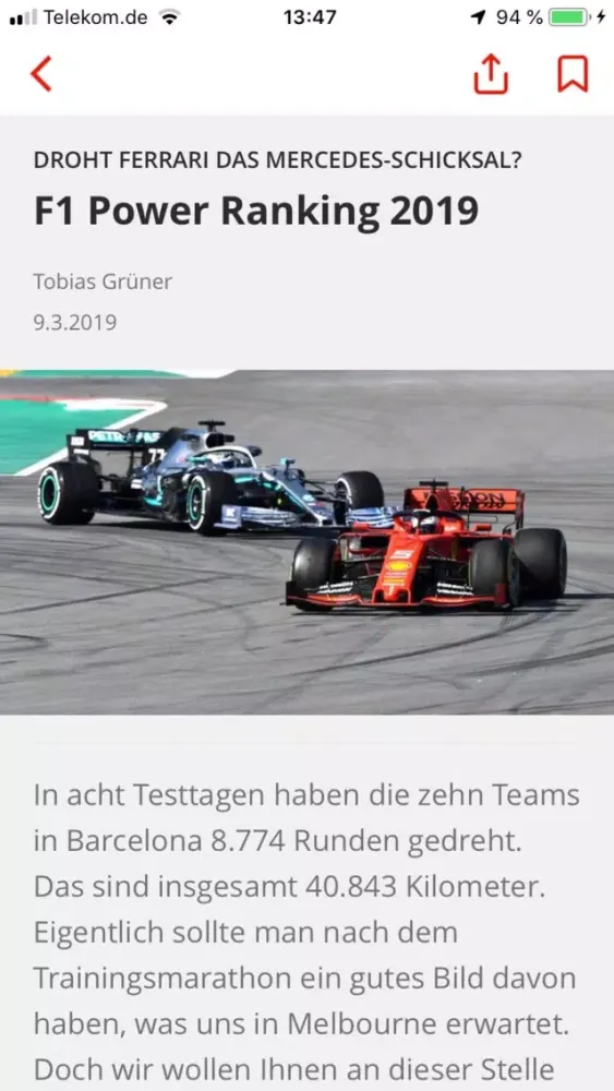 Ảnh chụp màn hình của auto motor und sport Formel !