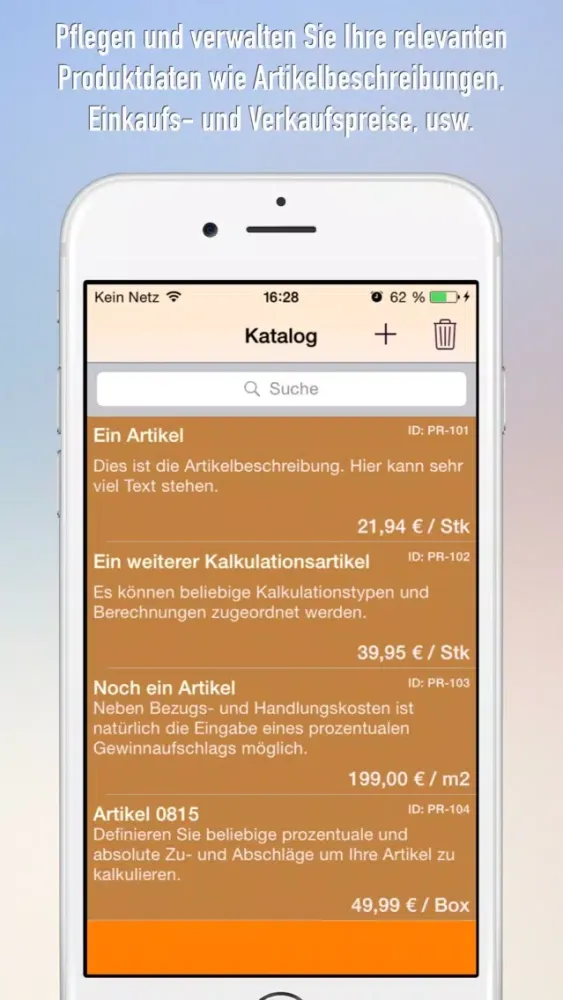 Kalkulation Screenshots
