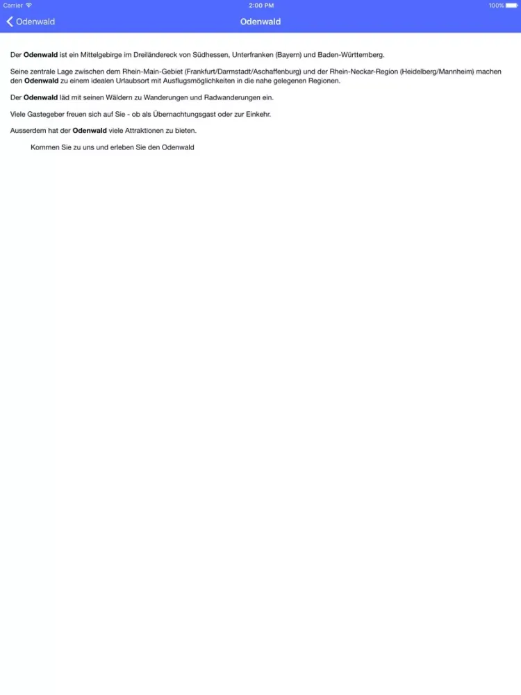 Odenwald iPad  Screenshots