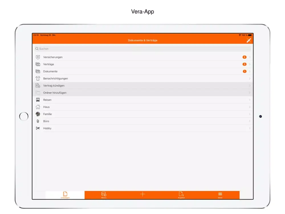 Ảnh chụp màn hình của Vera-App iPad 