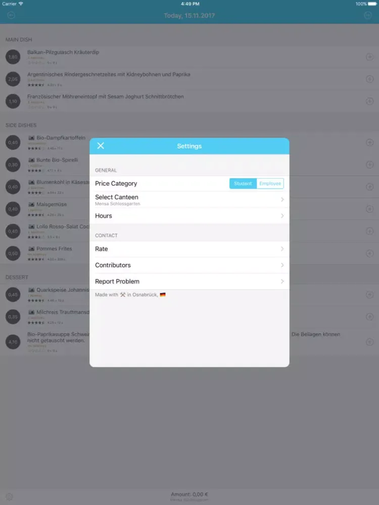 Скриншоты Studentenfutter | Mensa-App iPad 
