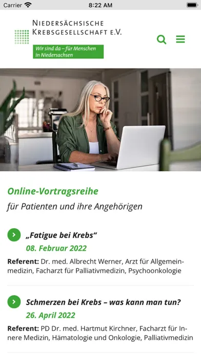 Zrzuty ekranu KrebsInfo Niedersachsen