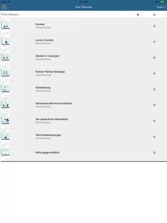 Ảnh chụp màn hình của Notecard App + scan-function iPad 