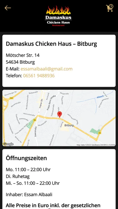 Tangkapan skrin Damaskus Chicken Haus Bitburg