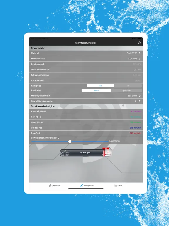 Waterjet-Calculator iPad  스크린샷