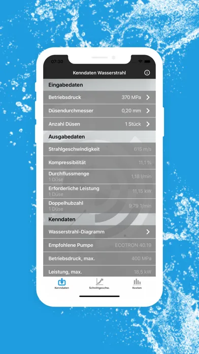 Waterjet-Calculator 스크린샷