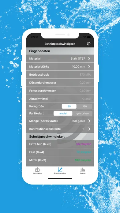 Waterjet-Calculator 스크린샷