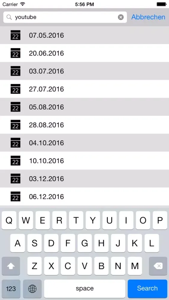 Ảnh chụp màn hình của Start in den Tag 2016