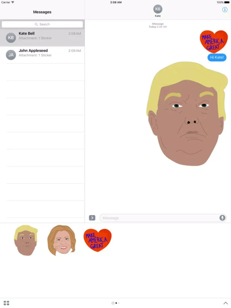 Tangkapan skrin American Election Stickers iPad 