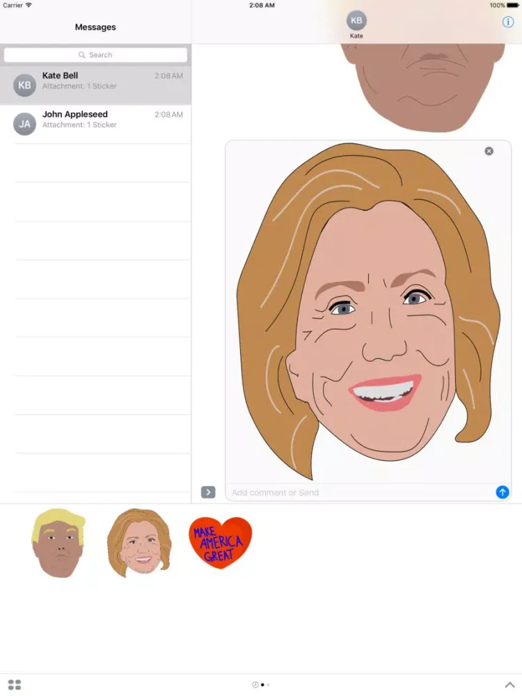 Tangkapan skrin American Election Stickers iPad 