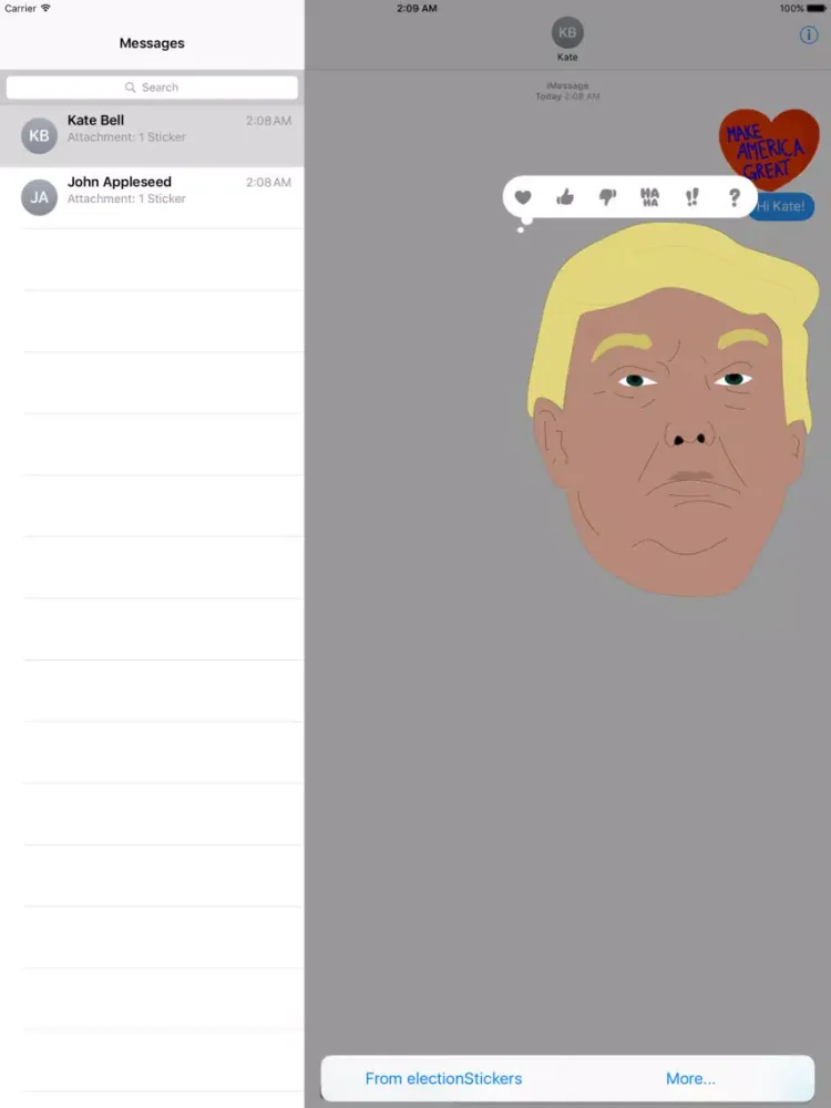 Tangkapan skrin American Election Stickers iPad 