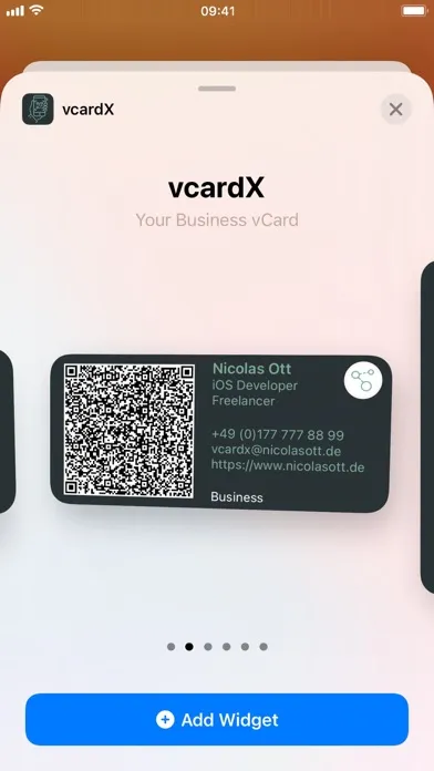 Capturas de tela do vcardX