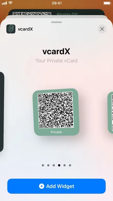 Capturas de tela do vcardX