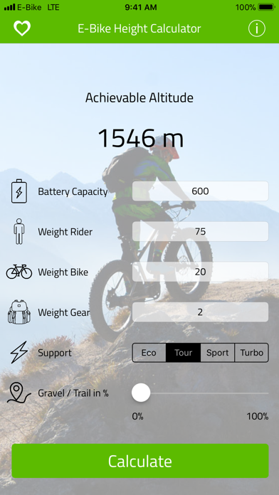 Скриншоты E-Bike Height Calculator
