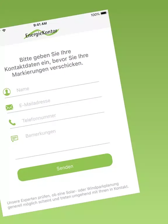 Tangkapan layar Energiekontor iPad 