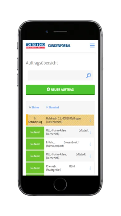 TOI TOI & DIXI Kundenportal Ekran Görüntüleri