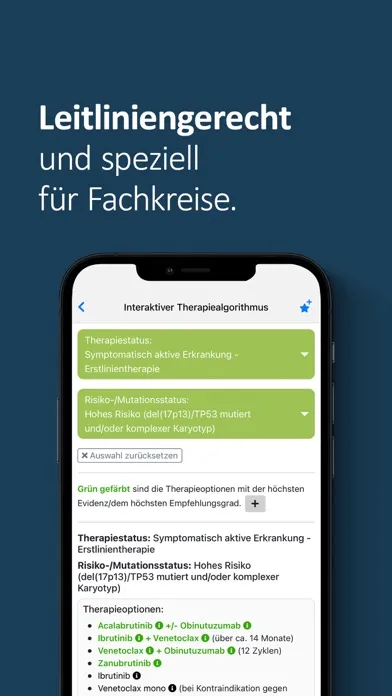 Zrzuty ekranu CLL onkowissen