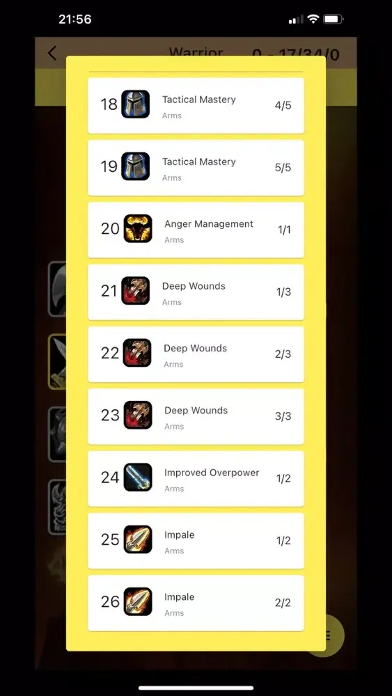 Zrzuty ekranu Legacy WoW Talent Calculator