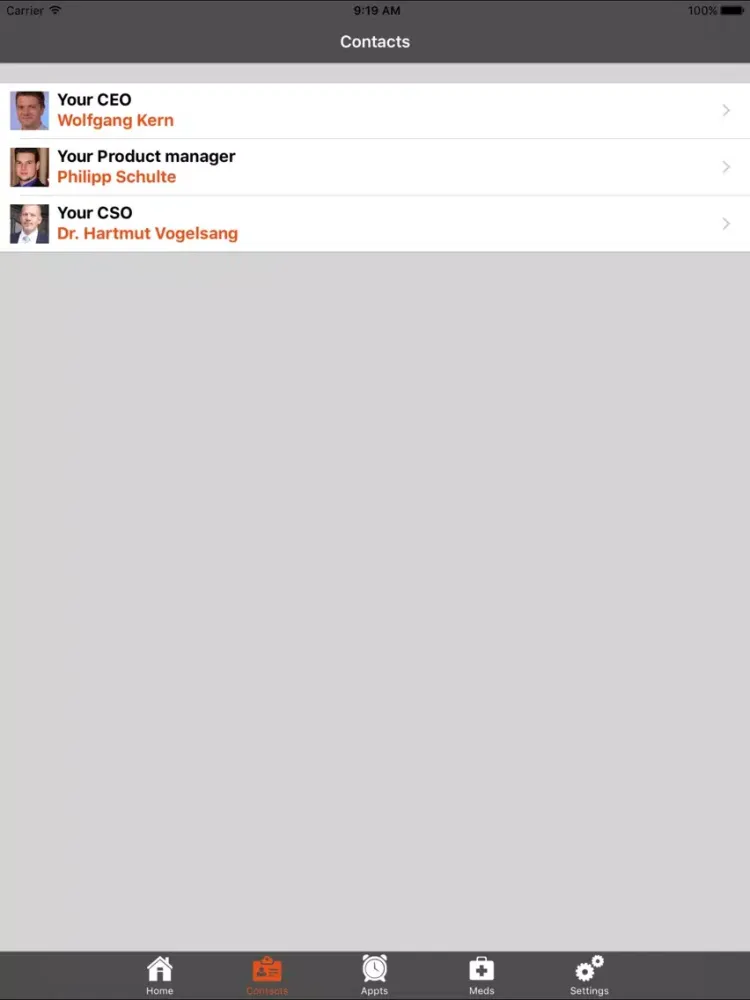 ภาพหน้าจอของ Smart Patient Care iPad 
