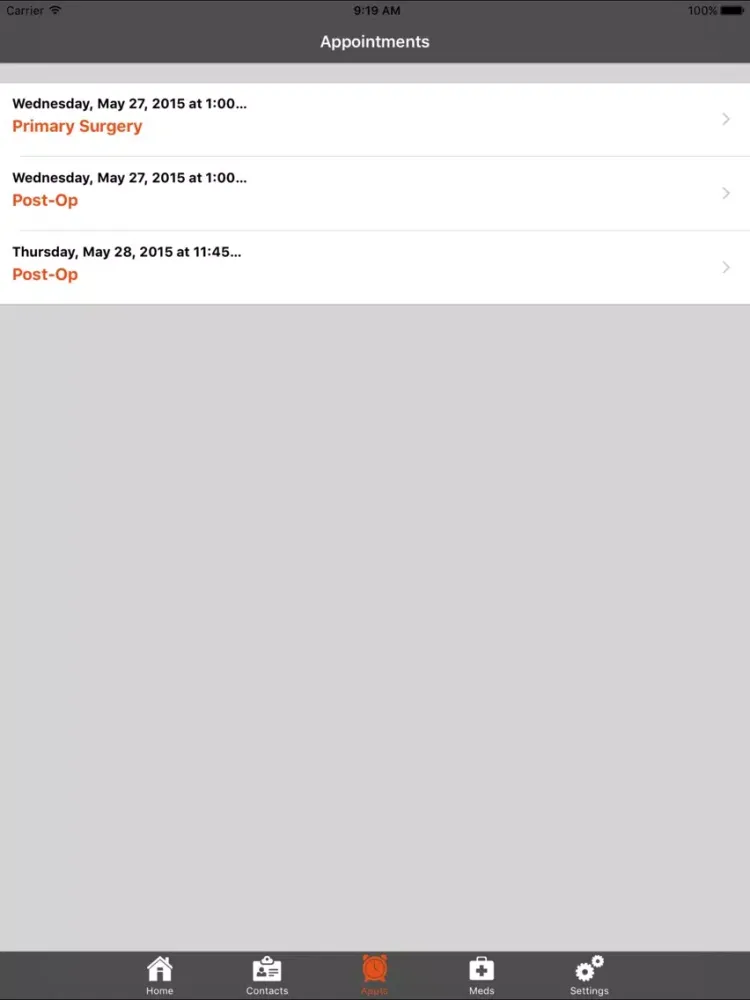ภาพหน้าจอของ Smart Patient Care iPad 