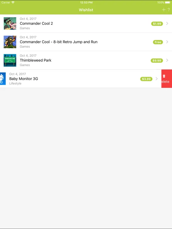 Ảnh chụp màn hình của Your App Wishlist iPad 