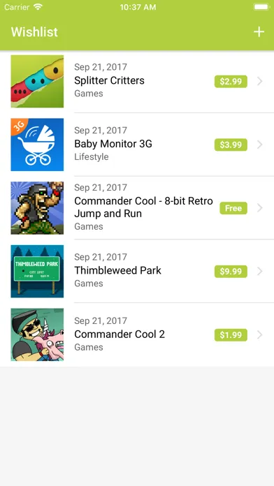 Ảnh chụp màn hình của Your App Wishlist