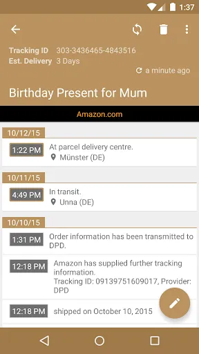 Deliveries Package Tracker Screenshots