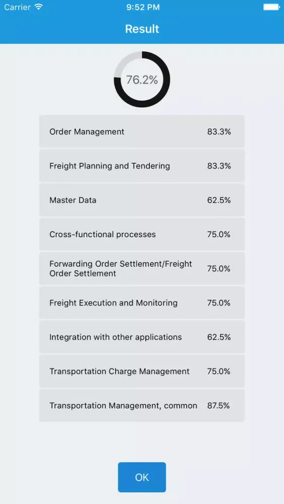 Tangkapan layar SAP TM 9.0 Certification Practice