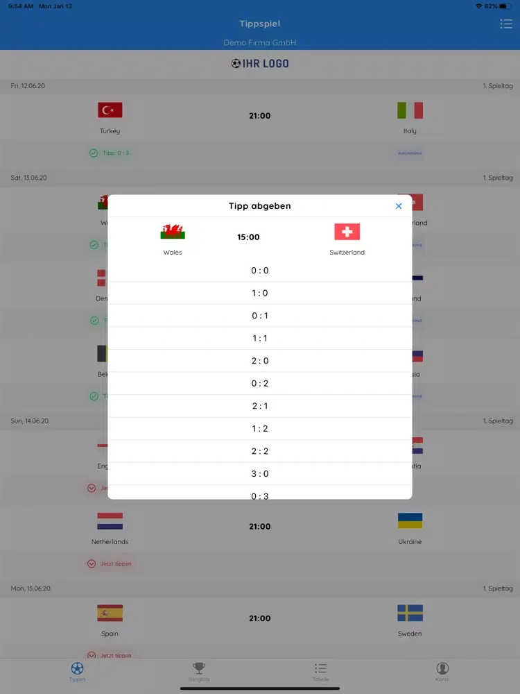 Zrzuty ekranu cupkick – EM Tippspiel App iPad 
