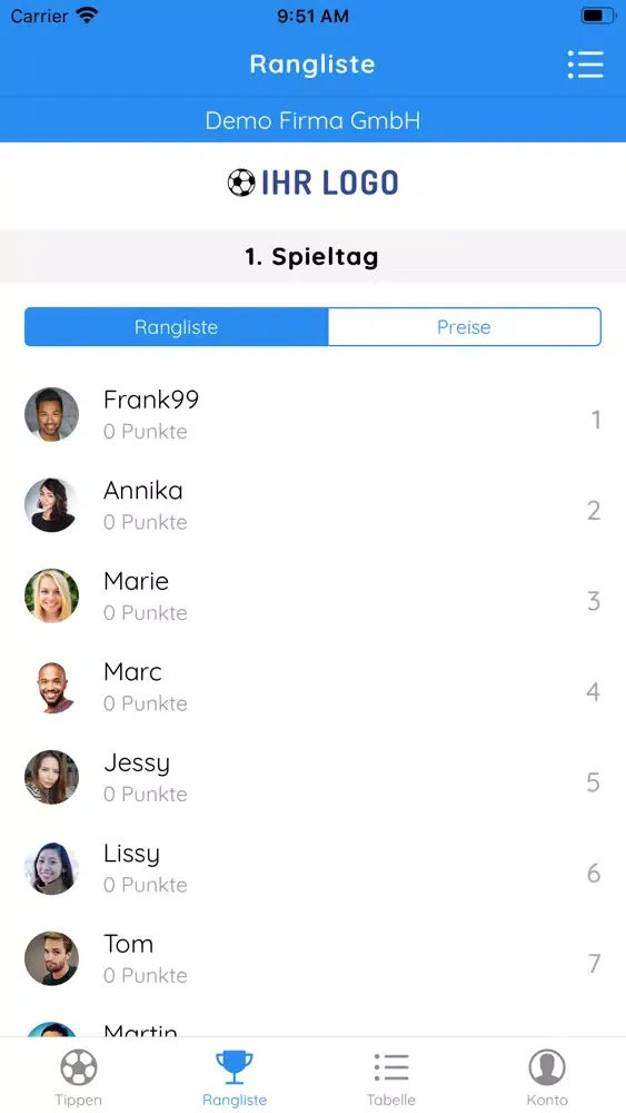 Zrzuty ekranu cupkick – EM Tippspiel App