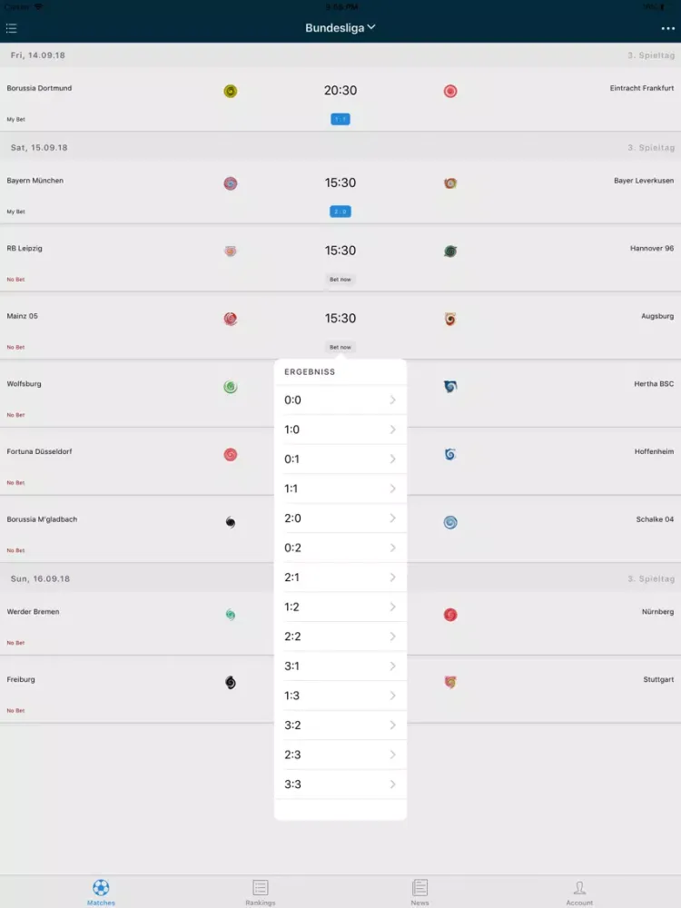 tiponme – Fussball Tippspiel iPad 應用截圖