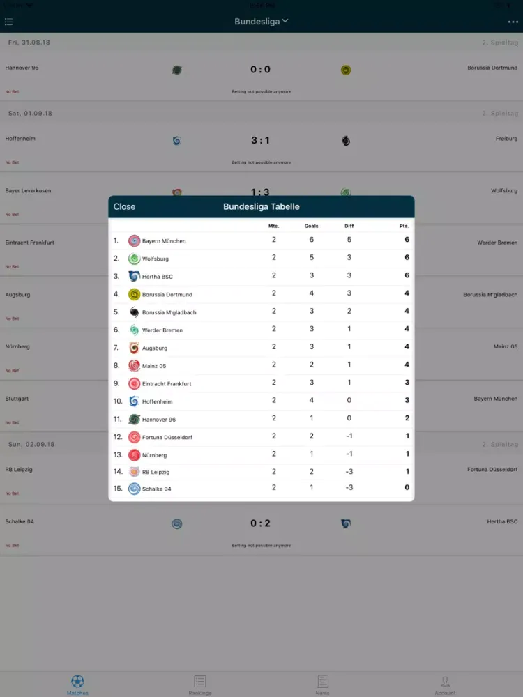tiponme – Fussball Tippspiel iPad 應用截圖