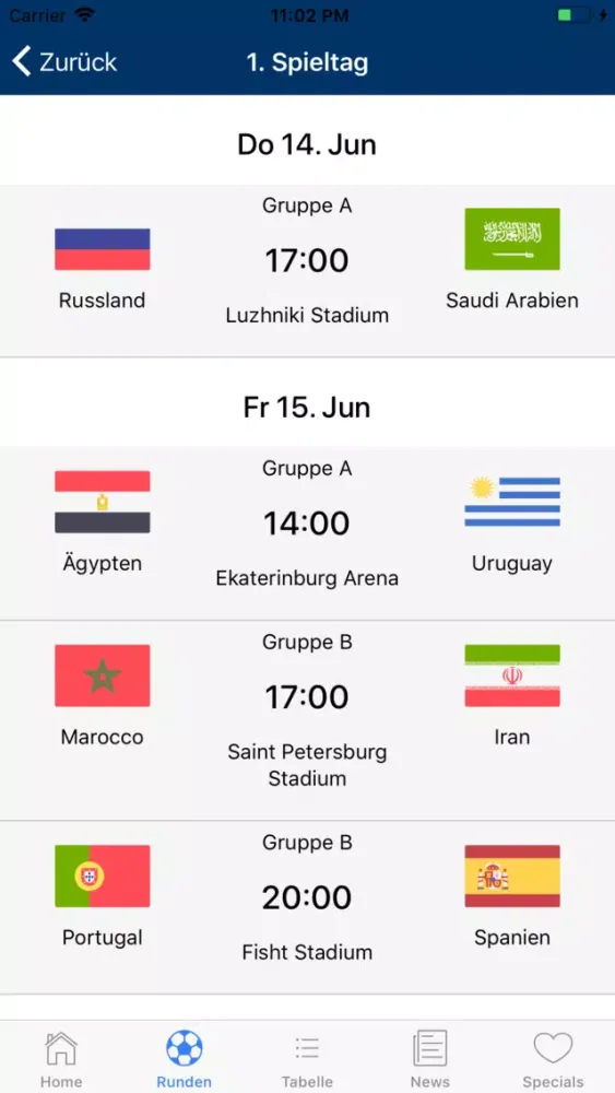 Ảnh chụp màn hình của WM Plan - Die WM Spielplan App