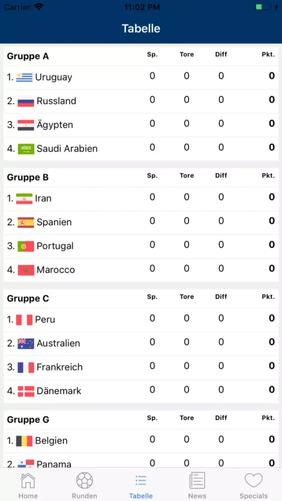 Ảnh chụp màn hình của WM Plan - Die WM Spielplan App