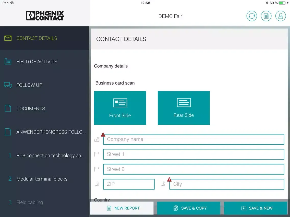 Captures d'écran de PHOENIX CONTACT FairContact iPad 
